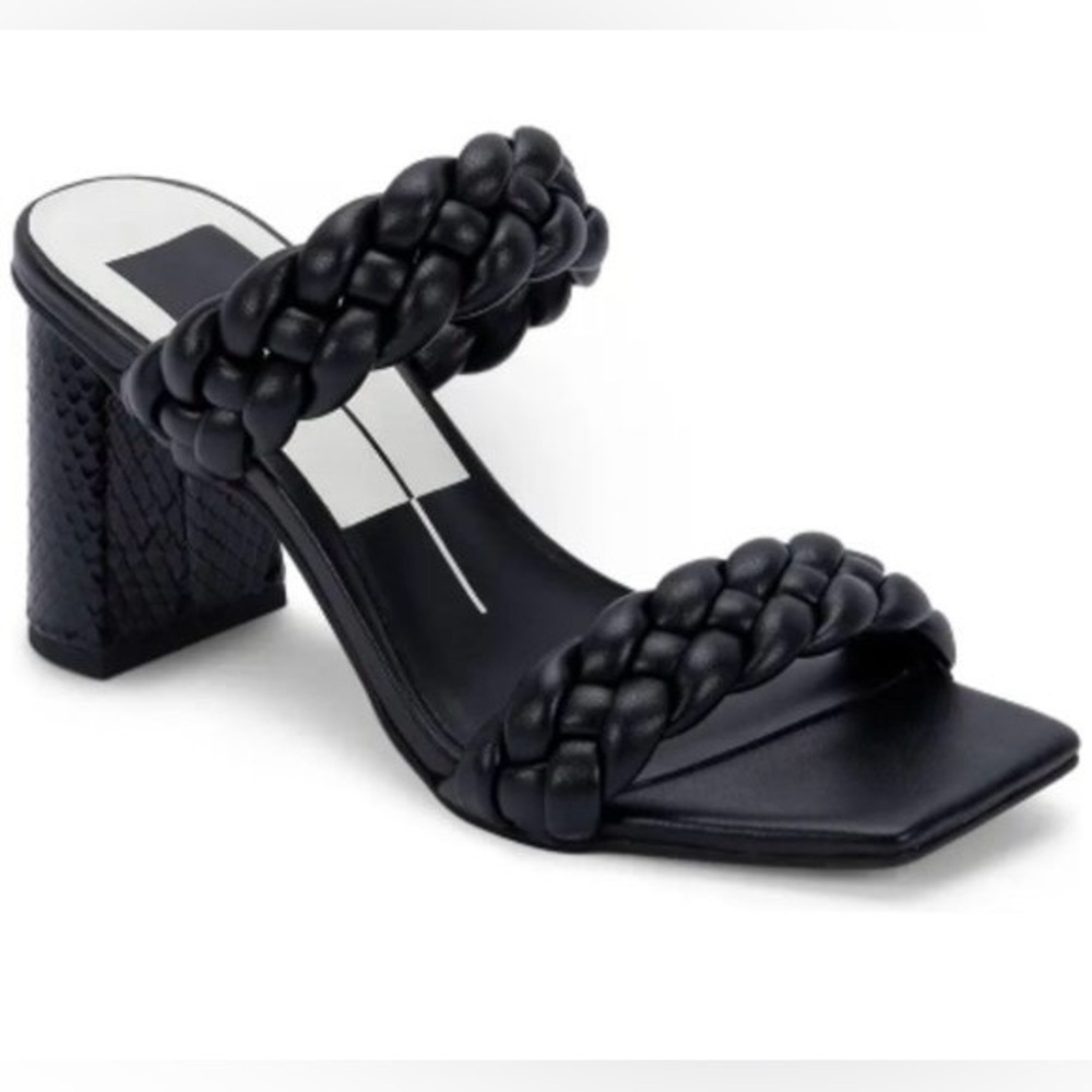 Women’s DOLCE VITA Paily black braided heeled sandals- Size 9.5